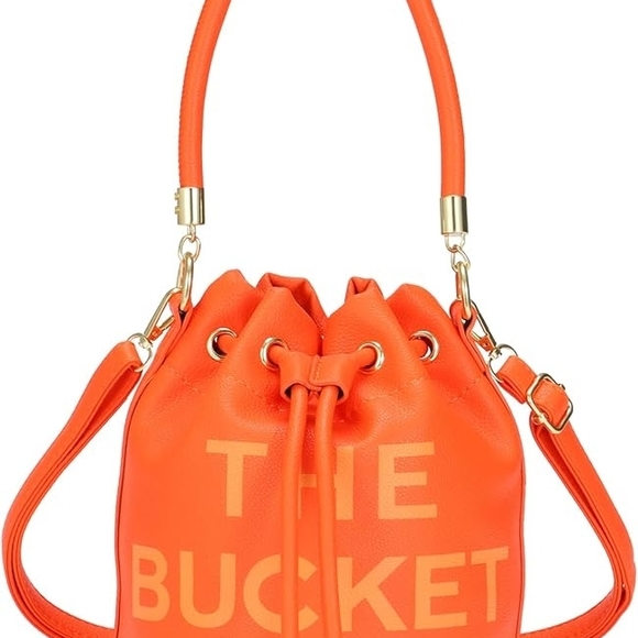Handbags - Vibrant Orange Bucket Shoulder Bag